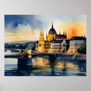 Boedapest waterverf kunst poster