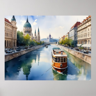 Boedapest waterverf kunst poster