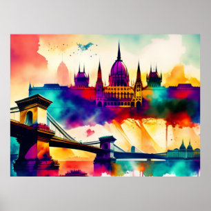 Boedapest Waterverf schilderij Poster