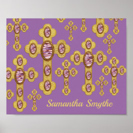 Boedde kruisingen met 6 Faux Paarse Agates - Poster