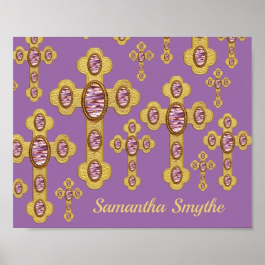 Boedde kruisingen met 6 Faux Paarse Agates - Poster (Voorkant)