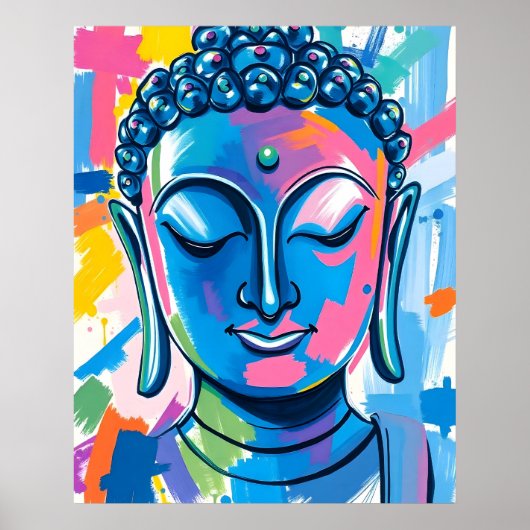 Boeddha Abstract schilderij Poster (Voorkant)