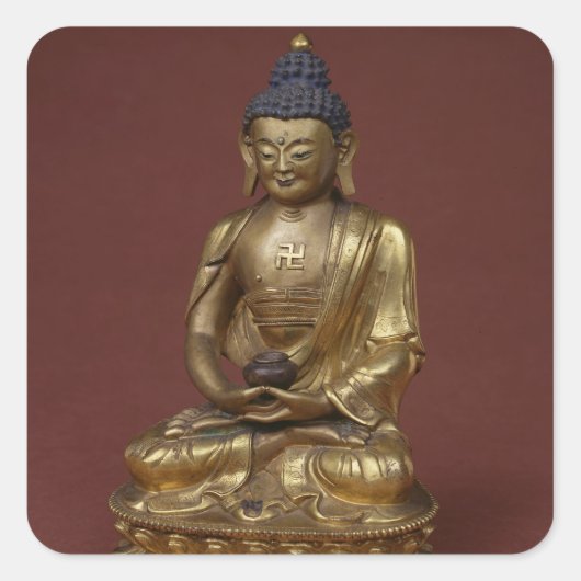 Boeddha Amitayus zit in meditatie Vierkante Sticker (Voorkant)