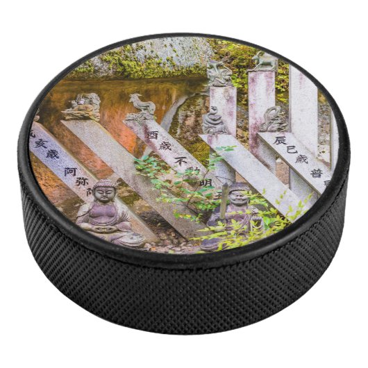 Boeddha-beelden in de tempel Senko-ji Hockey Puck (3/4)