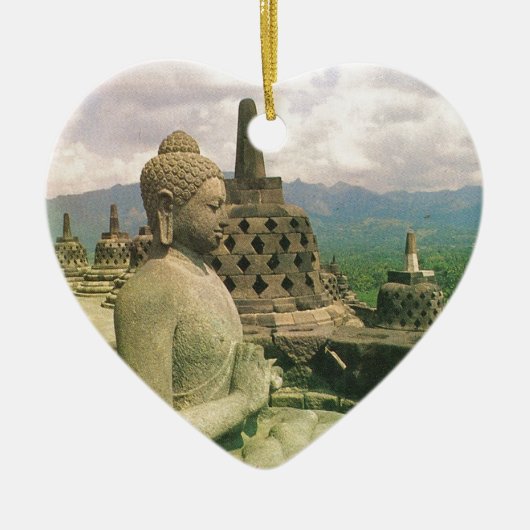 Boeddha belstandbeeld, Borobodur tempel, Java Keramisch Ornament (Voorkant)