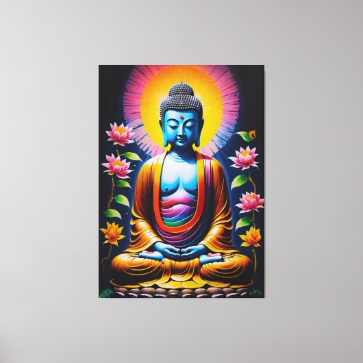 Boeddha - Bloeiende mindfulness Canvas Afdruk (Voorkant)