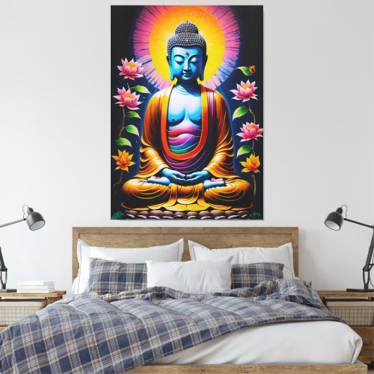 Boeddha - Bloeiende mindfulness Canvas Afdruk (Insitu (Slaapkamer))