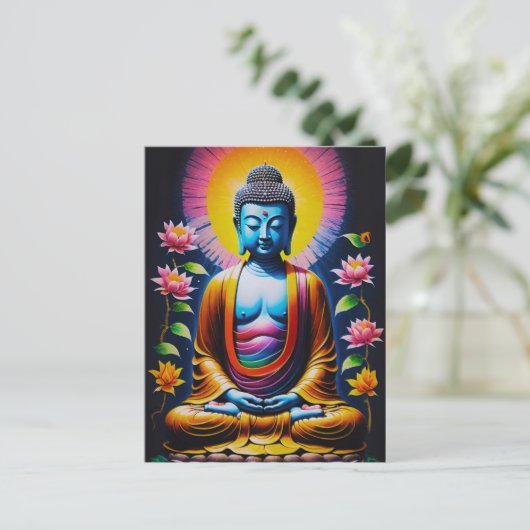 Boeddha - Bloeiende mindfulness Feestdagenkaart (Staand voorkant)