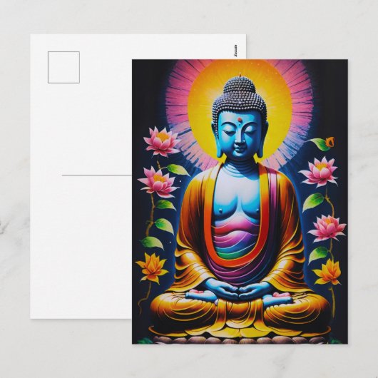 Boeddha - Bloeiende mindfulness Feestdagenkaart (Voorkant / Achterkant)