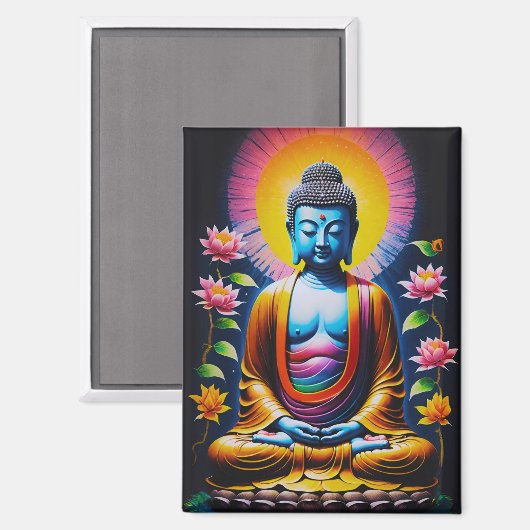 Boeddha - Bloeiende mindfulness Magneet (Voorkant / Achterkant)