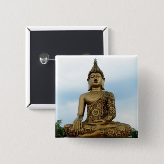 Boeddha-Button Vierkante Button 5,1 Cm (Voorkant /achterkant)