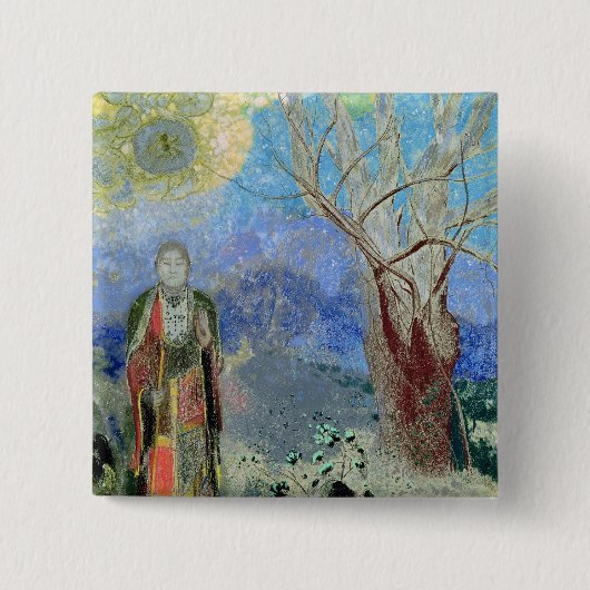 Boeddha, c.1905 vierkante button 5,1 cm (Voorkant)