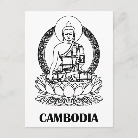 Boeddha Cambodja Briefkaart (Voorkant)