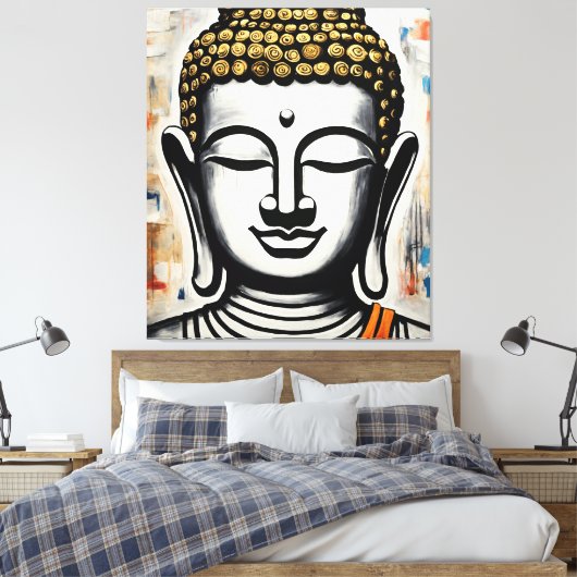 Boeddha canvas schilderij, galerij verpakt (Insitu (Slaapkamer))