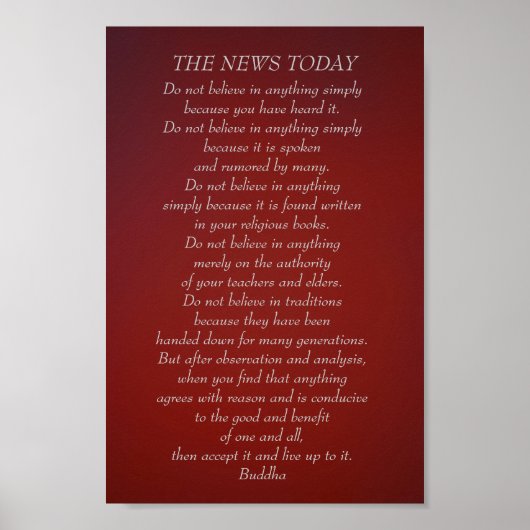 Boeddha citaat Geloof geen nieuws vandaag Poster (Voorkant)