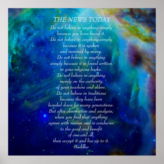 Boeddha citaat Geloof geen nieuws vandaag Poster (Voorkant)