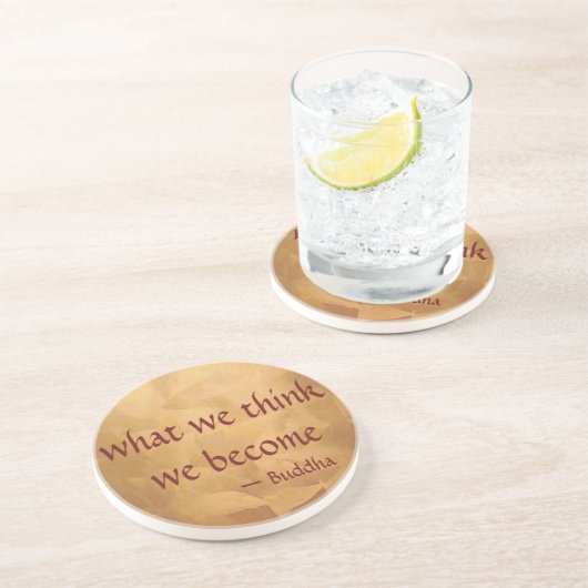 Boeddha-citaat; wat we denken dat we worden zandsteen onderzetter (Zijkant)