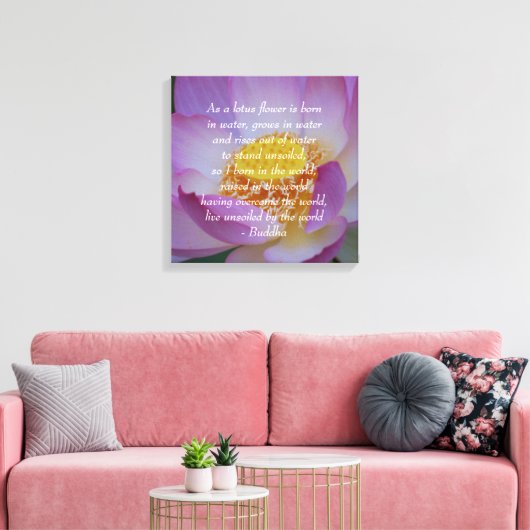 Boeddha citeert Lotus flower Canvas Afdruk (Insitu (Woonkamer))
