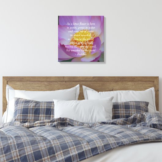 Boeddha citeert Lotus flower Canvas Afdruk (Insitu (Slaapkamer))
