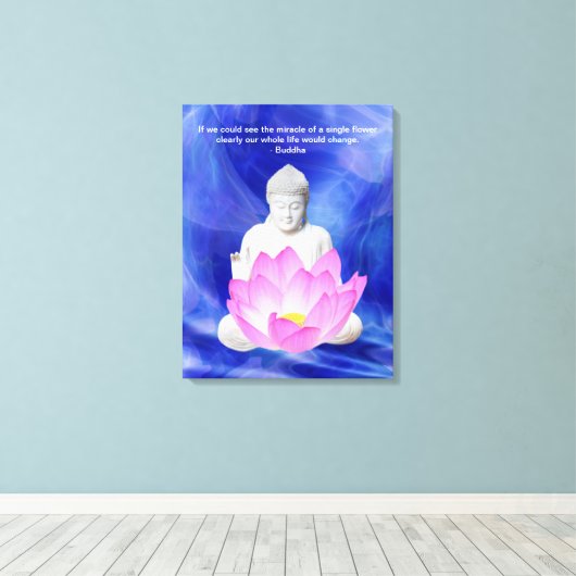Boeddha citeert Lotus flower Canvas Afdruk (Insitu (Houten vloer))