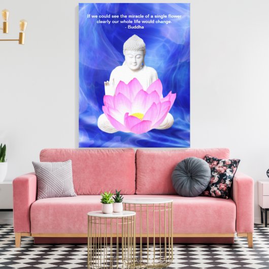 Boeddha citeert Lotus flower Canvas Afdruk (Insitu (Woonkamer))