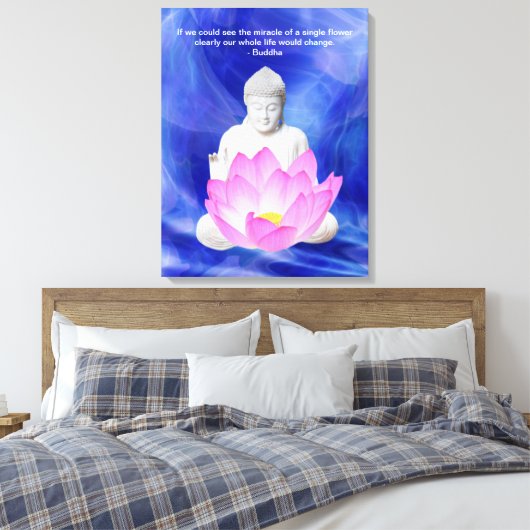 Boeddha citeert Lotus flower Canvas Afdruk (Insitu (Slaapkamer))