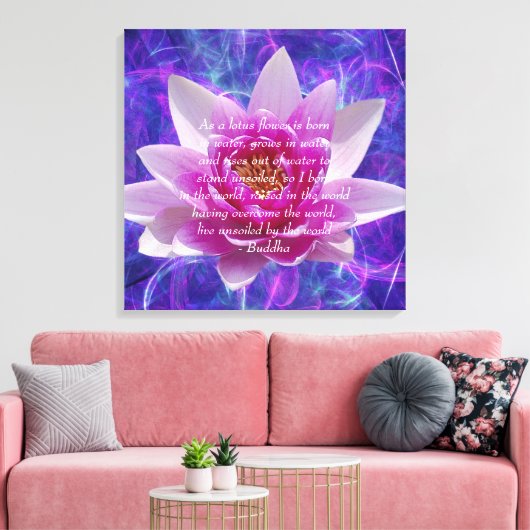 Boeddha citeert Lotus flower Canvas Afdruk (Insitu (Woonkamer))