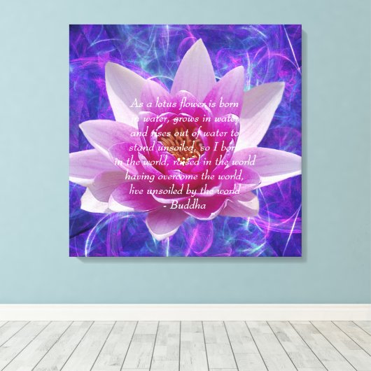 Boeddha citeert Lotus flower Canvas Afdruk (Insitu (Houten vloer))