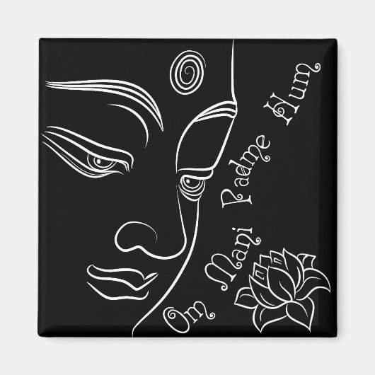 Boeddha denkt na over lotusbloem White Magneet (Voorkant)