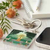 Boeddha, Dharma, Gezongen Acryl Sleutelhanger (Voorkant Rechts)