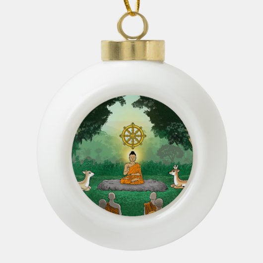 Boeddha, Dharma, Sangha Kerstversiering Keramische Bal Ornament (Voorkant)