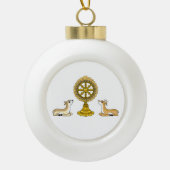 Boeddha Dharma Wiel & Herten Kerstversiering Keramische Bal Ornament (Voorkant)