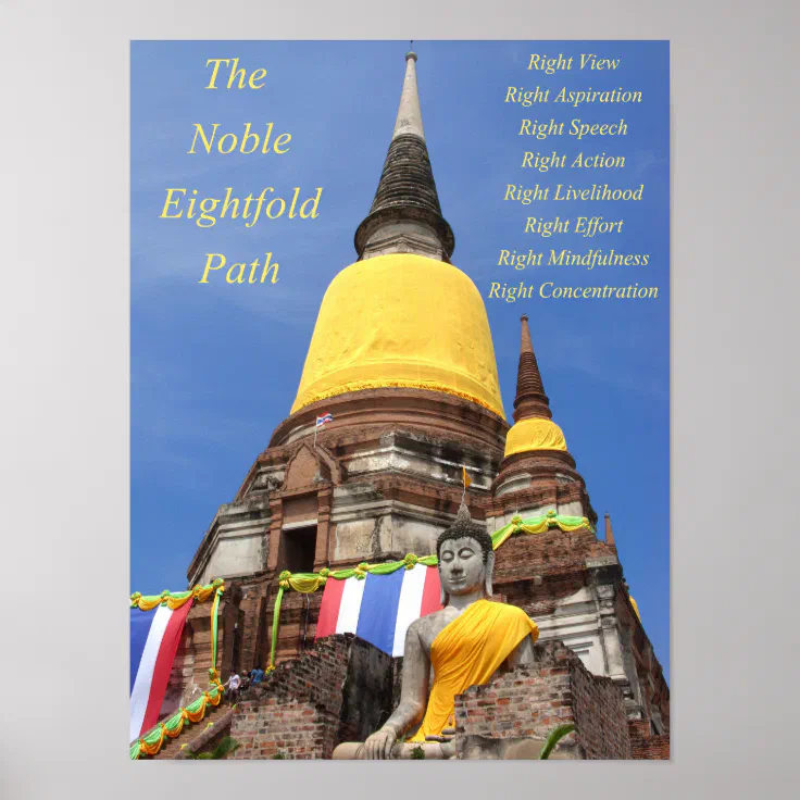 Boeddha en het achtvoudige pad van de Noble Poster Zazzle.nl