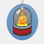 Boeddha en sneeuwglobe keramisch ornament (Links)