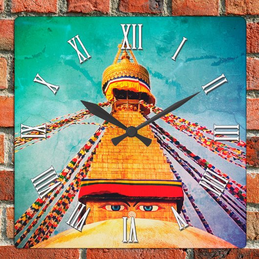 Boeddha Eyes, Boudhanath Stupa, Nepal/boeddhisme Vierkante Klok