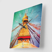 Boeddha Eyes, Boudhanath Stupa, Nepal/boeddhisme Vierkante Klok (Hoek)