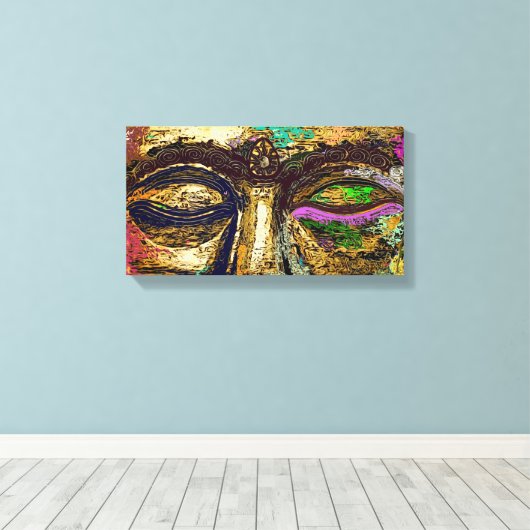 Boeddha Eyes Psychedelic Pop Art Canvas Afdrukken (Insitu (Houten vloer))