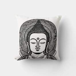 Boeddha Face Black en White Zen Kussen