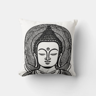 Boeddha Face Black en White Zen Kussen