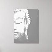 Boeddha Face Black White Canvas Art Print (Voorkant)