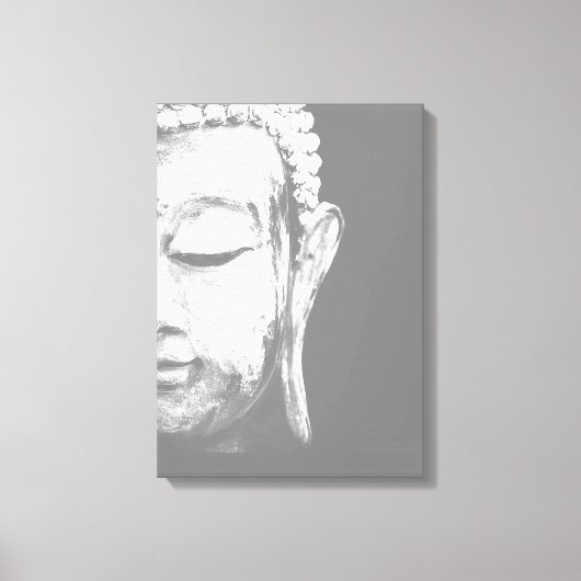 Boeddha Face Black White Canvas Art Print (Voorkant)