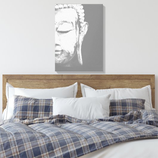 Boeddha Face Black White Canvas Art Print (Insitu (Slaapkamer))