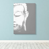 Boeddha Face Black White Canvas Art Print (Insitu (Houten vloer))