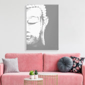 Boeddha Face Black White Canvas Art Print (Insitu (Woonkamer))