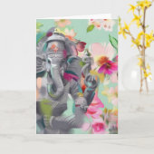 Boeddha Ganesha Art wenskaart | positiviteit Kaart (Gele Bloem)