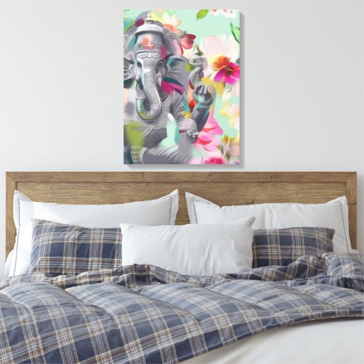 Boeddha Ganesha Kunstdruk op Canvas (Insitu (Slaapkamer))