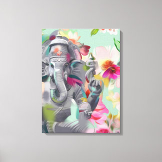 Boeddha Ganesha Kunstdruk op Canvas Afdruk