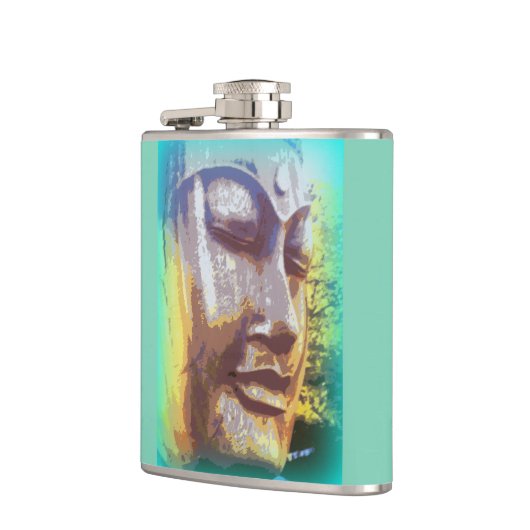 Boeddha-gezicht groen heupfles (Links)