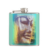 Boeddha-gezicht groen heupfles (Voorkant)