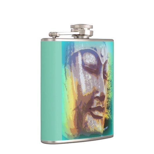 Boeddha-gezicht groen heupfles (Rechts)